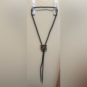 Double S Feather Concho Bolo Tie
